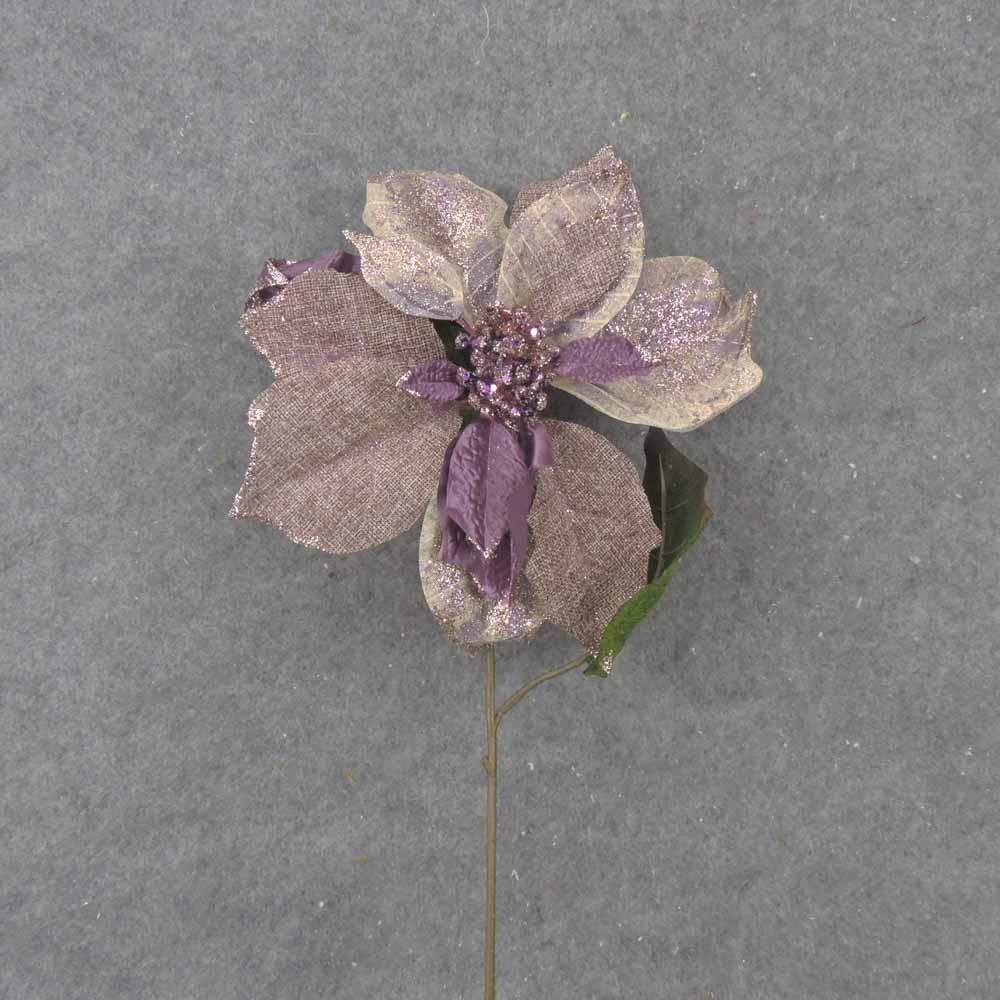 POINSETTIA SPRAY 20" 10" Dia  PURPLE/BURLAP