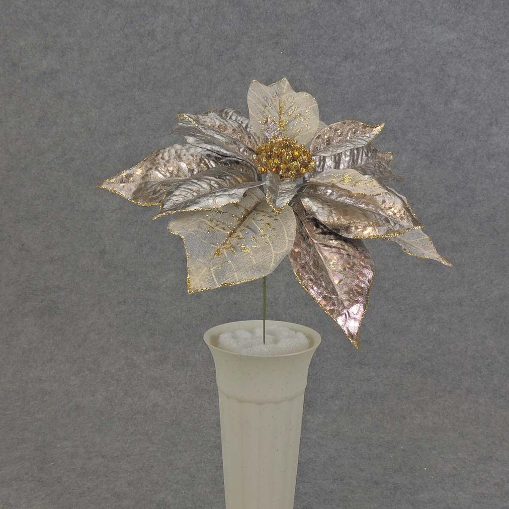 8" POINSETTIA PICK 10" Dia PEWTER/GOLD
