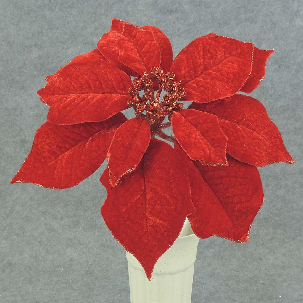 [XB5104] 8" POINSETTIA PICK 10" Dia RED VELVET