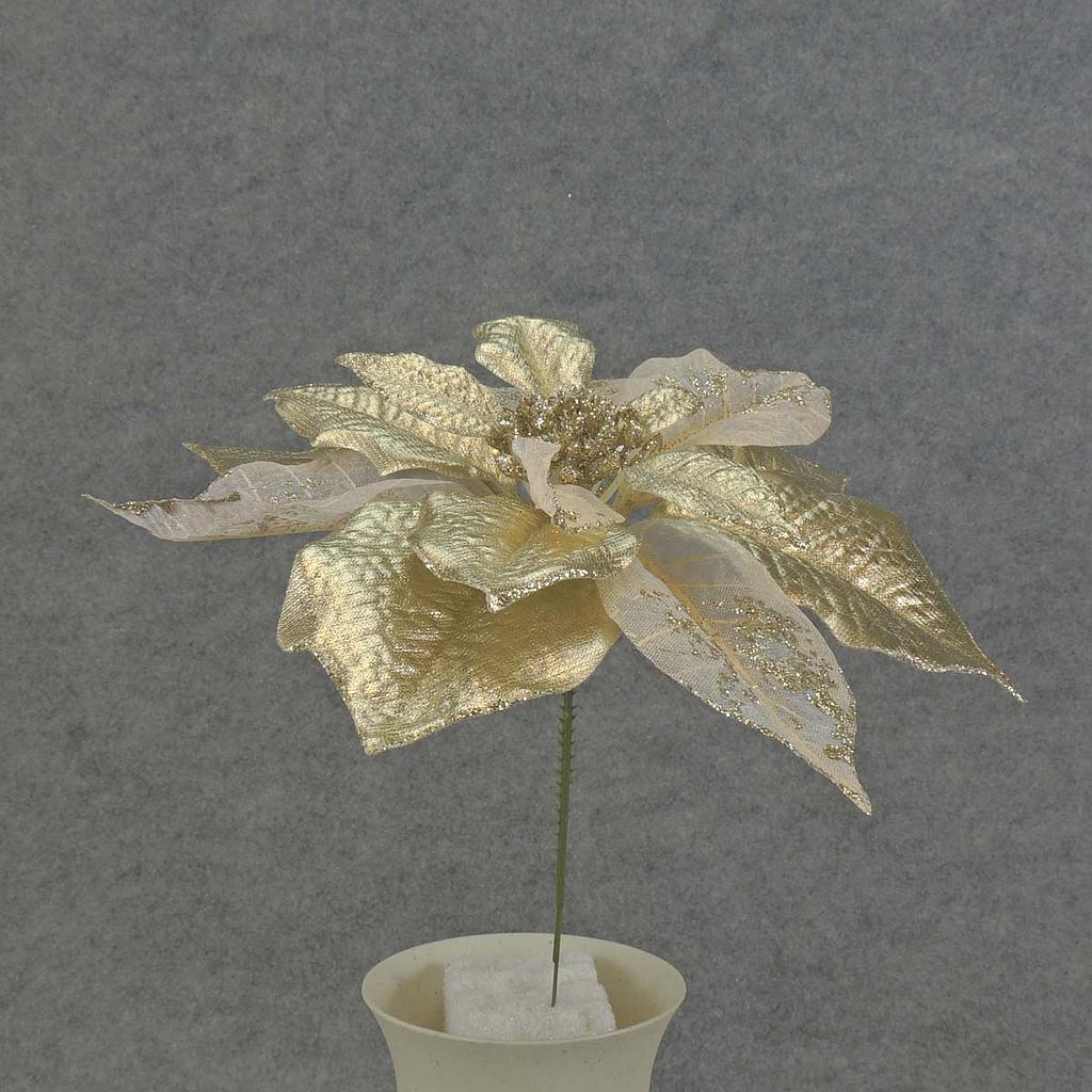 [XB5108] 8" POINSETTIA PICK 10" Dia CHAMPAGNE