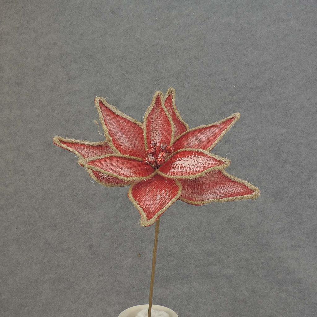 19" POINSETTIA SPRAY 10" Dia RED/BURLAP