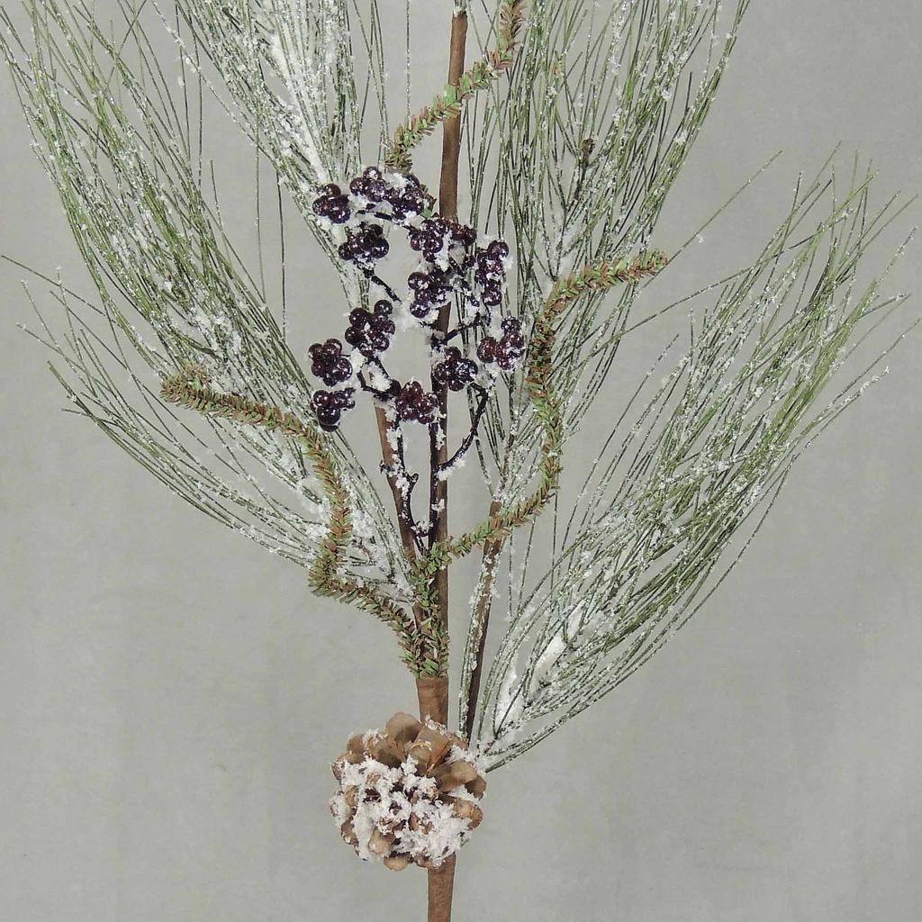 [XA4011] 37" PINE MIX BERRY/CONE SPRAY W/SNOW