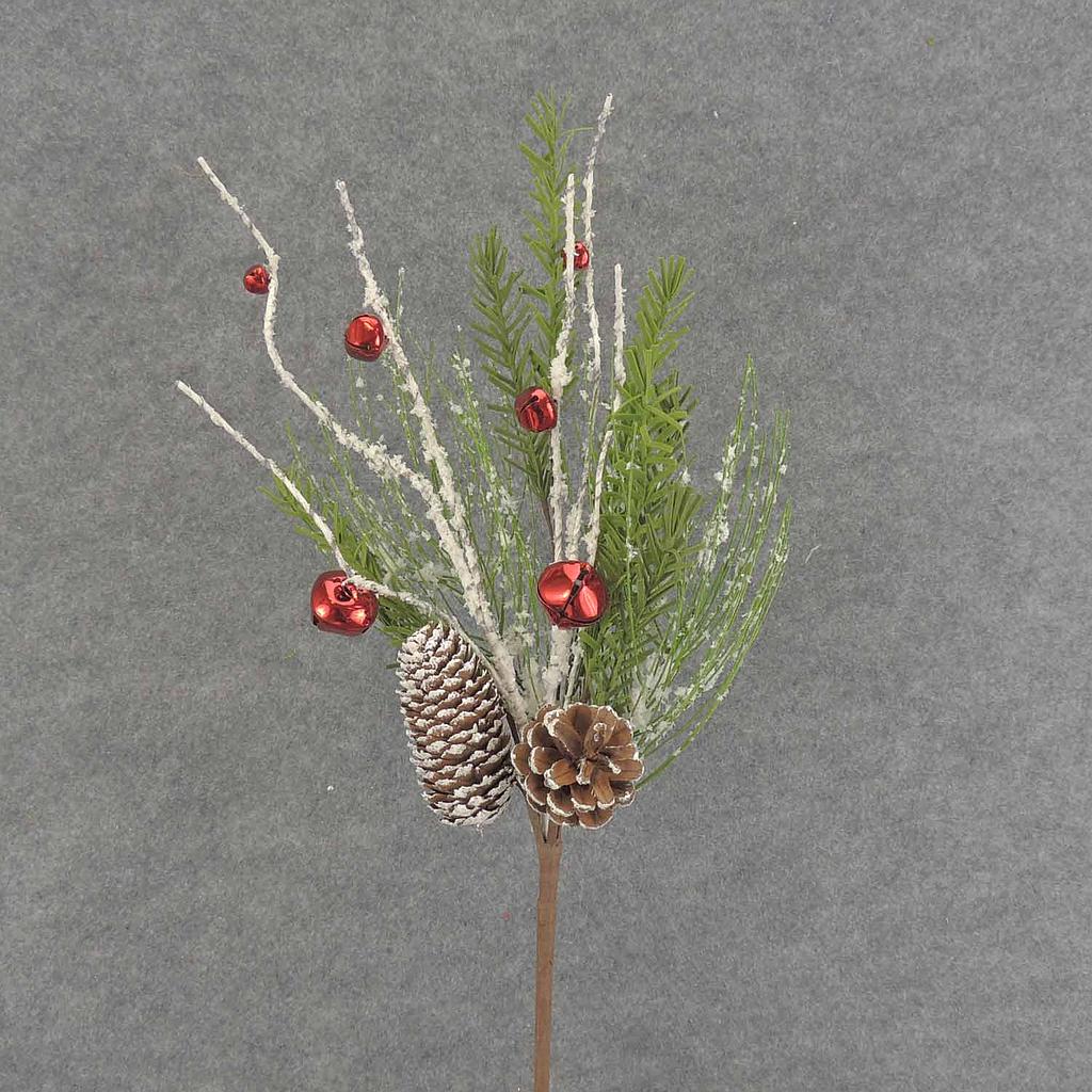 PINE SPRAY 21" W/BELLS/SNOW