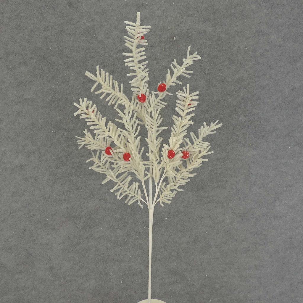 [XA7029] 29" PINE SPRAY WHITE FELT W/BERRIES