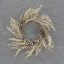 PINE/CONE CANDLE RING 6.5" WHITE/GLITTER