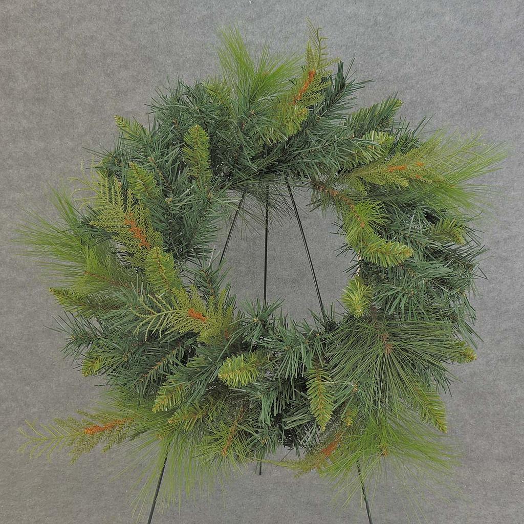 WREATH MIXED PVC PINE 24"