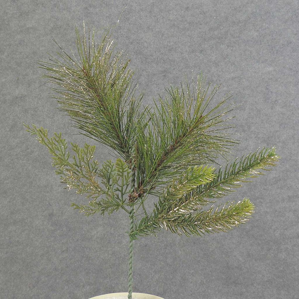 [XB5042] 12" PINE PICK MIX X4 W/GOLD GLITTER