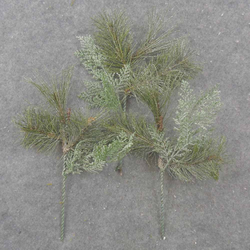 [XB504456] 12" PINE PICK MIX W/SILVER GLIT 3-AST' D (12/BG)