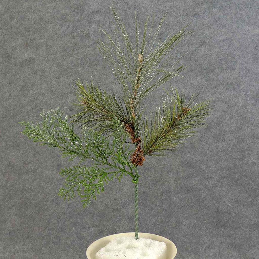 [XB5045] 12" PINE PICK MIX W/SILVER GLITTER