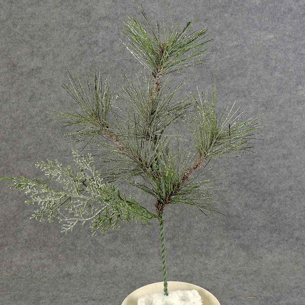 [XB5046] 12" MIXED PINE PICK W/CEDAR & SILVER GLITTER