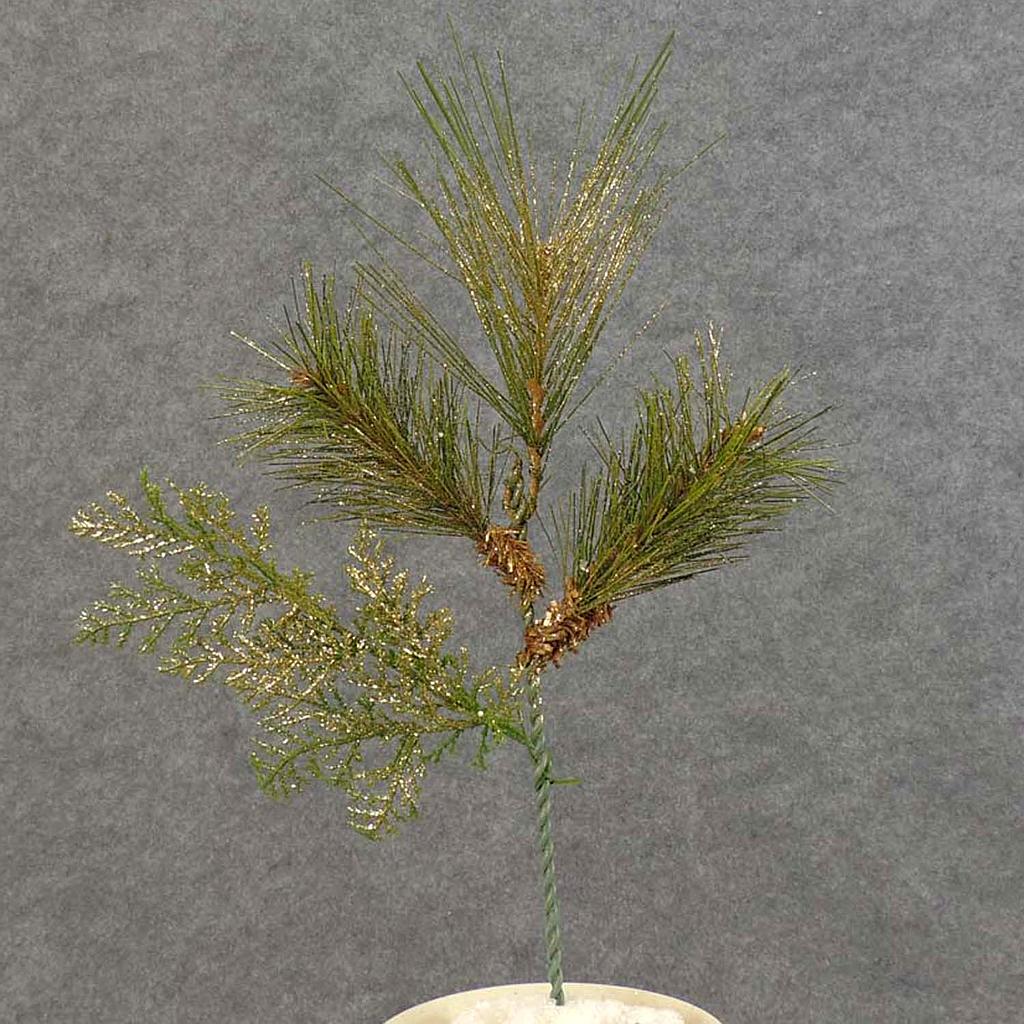 [XB5054] 12" MIXED PINE PICK W/GOLD GLITTER