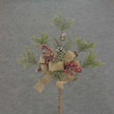14" PINE/BERRY/BURLAP SPRAY
