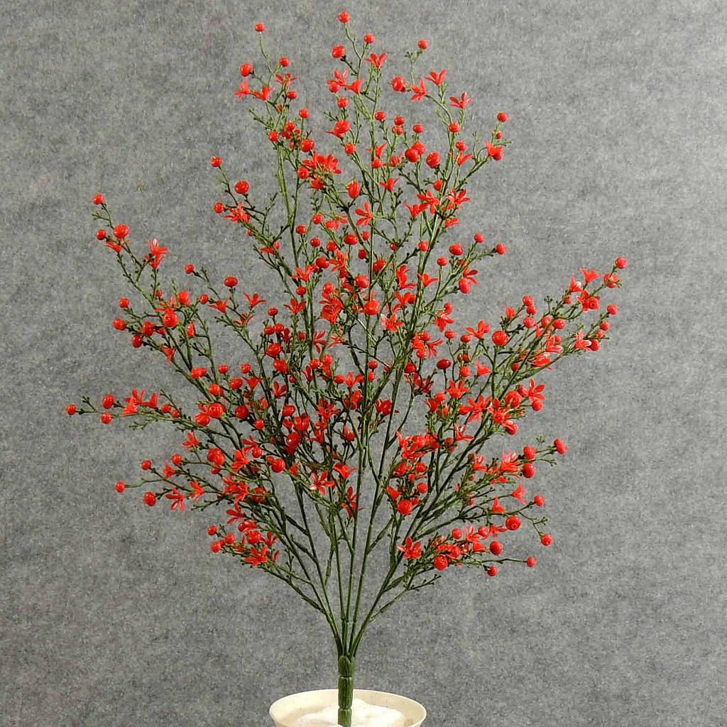 [XB4227-RED] 20" STAR FLOWER BERRY BUSH RED PLASTIC