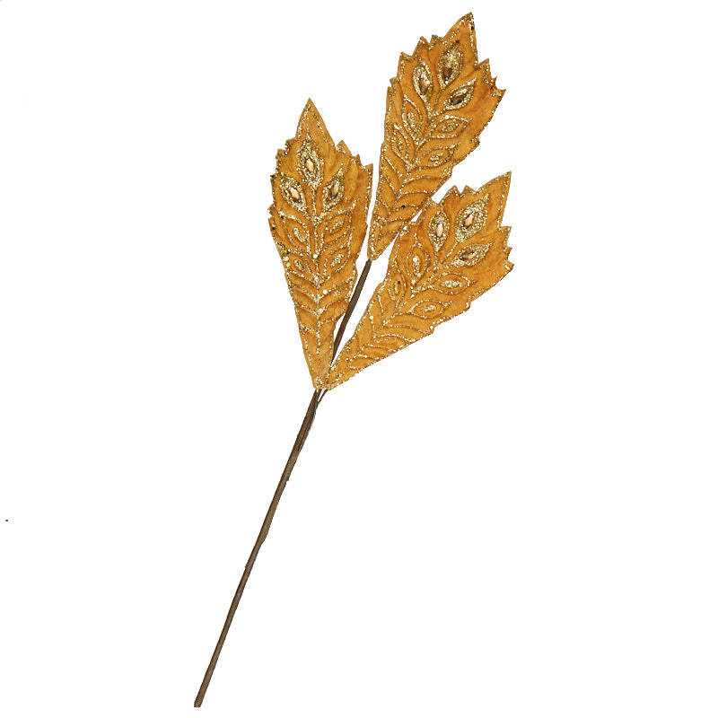 ACANTHUS LEAF SPRAY 23&quot; W/GEM  GOLD