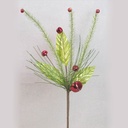 20" GLITTER LEAF&PINE SPRAY w/BELLS