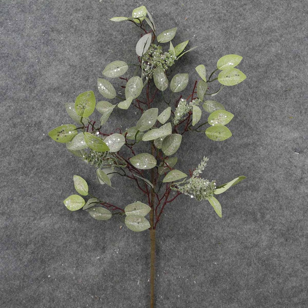 23" SEEDED EUCALYTUS SPRAY W/GLITTER/FROST