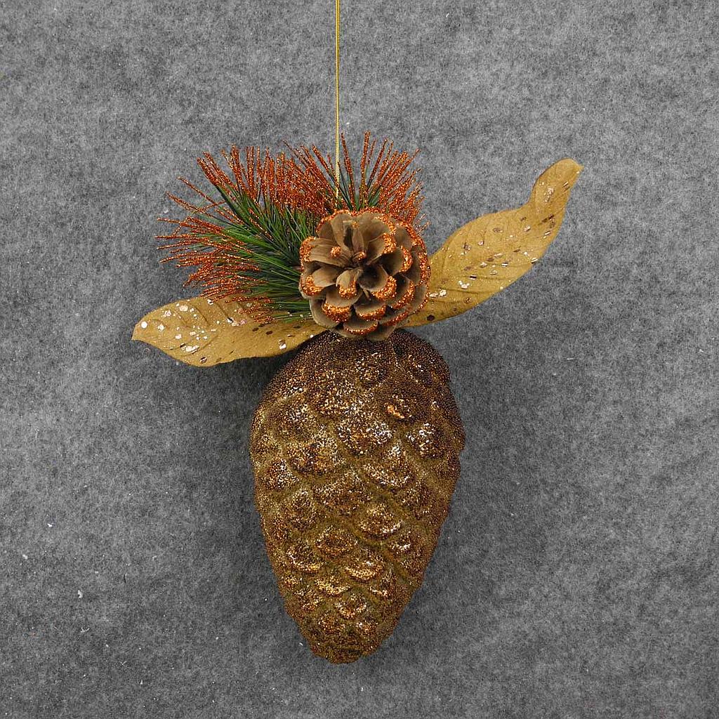 PINECONE HANGER W/PINE&GLITTER  BRONZE