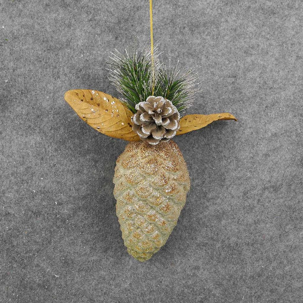 PINECONE HANGER W/PINE&GLITTER  PLATINUM