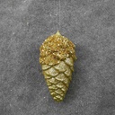 7" PINECONE HANGER W/GLITTER GOLD