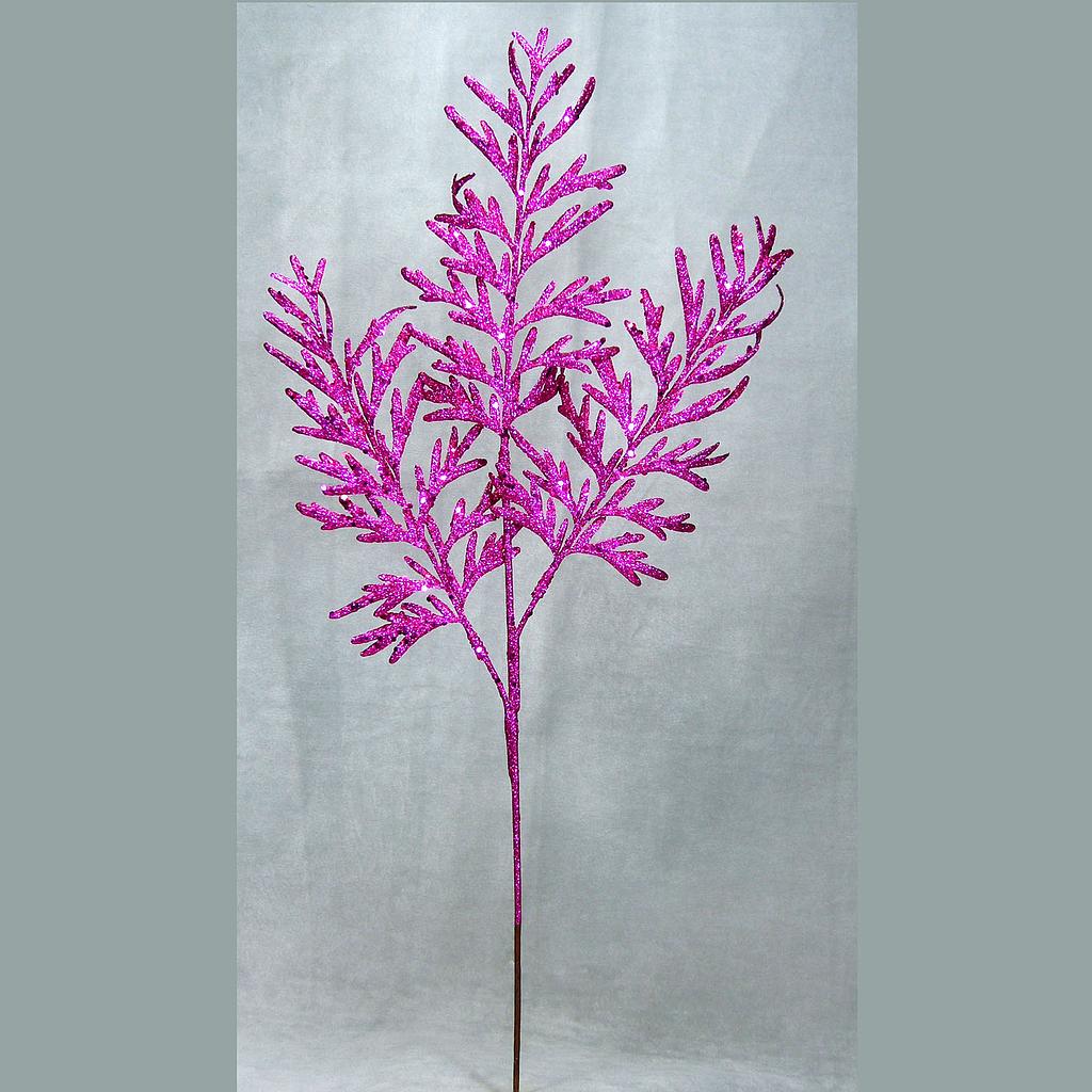 25" GLITER LEAVES SPRAYx3 (6/BG) FUCHSIA