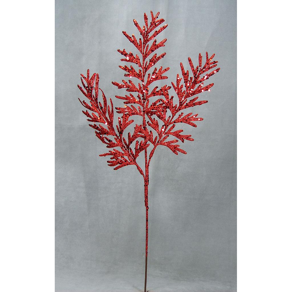 GLITER LEAVES SPRAYx3 25"(6/BG)  RED