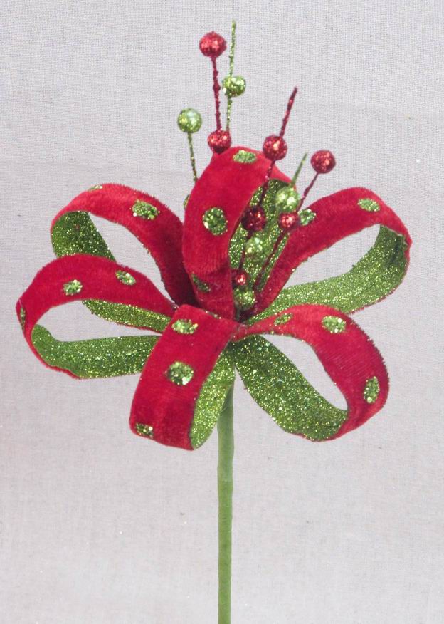 [XA3111] 13" RIBBON VELVET GLITTER PICK