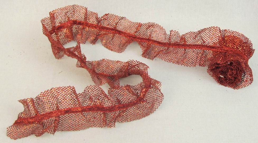 RIBBON 6' X 3" GLITTER MESH  RED