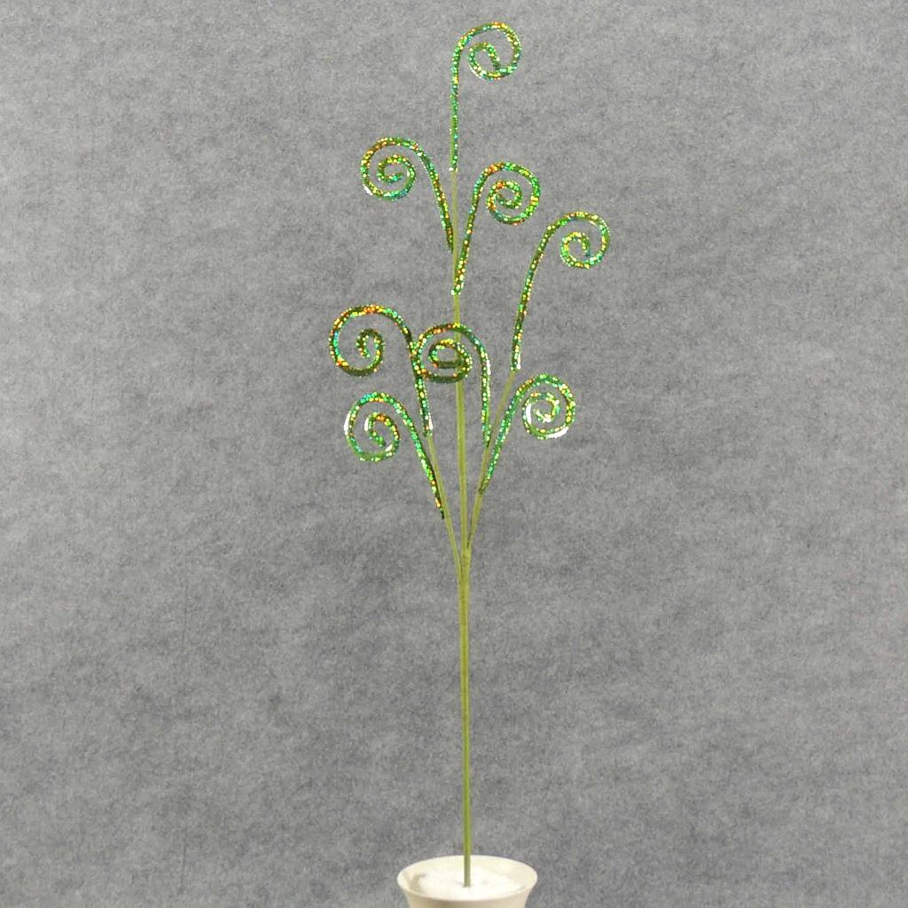 SWIRL SEQUIN SPRAY X8 27"  GREEN