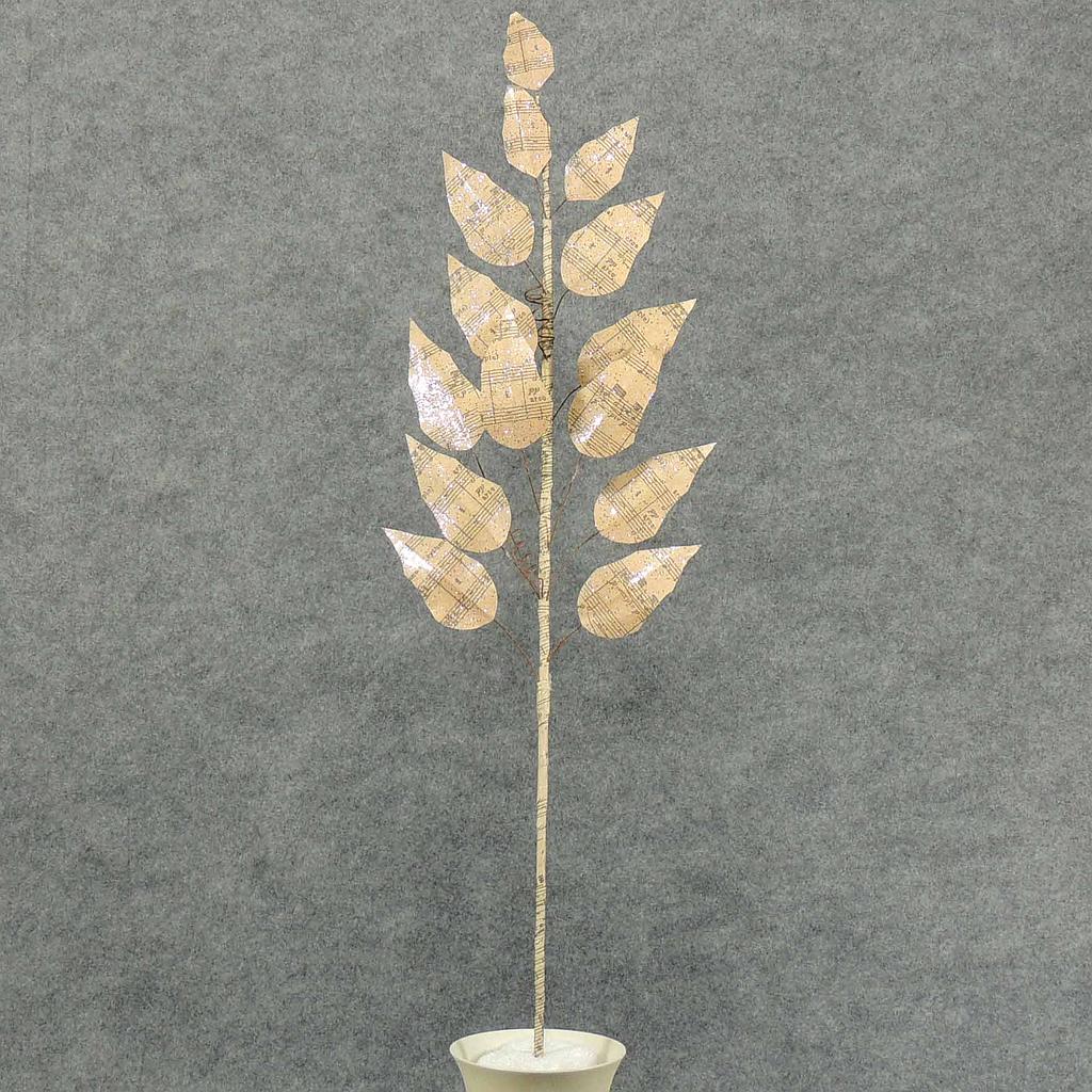 GLITTER MUSICAL PARCHMENT LEAF SPRAY 28"