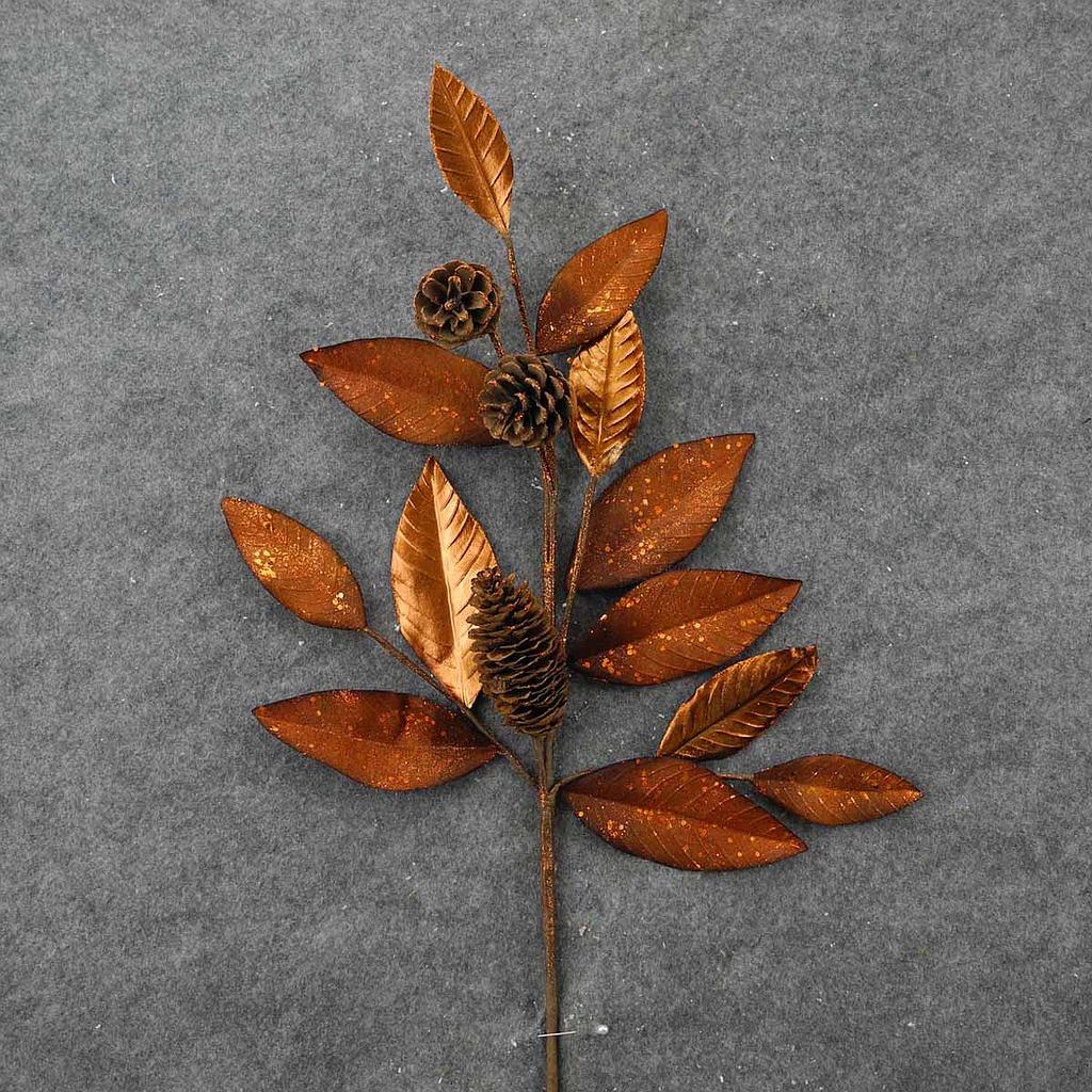 LEAF/CONE SPRAY W/GLITTER 27"  COPPER