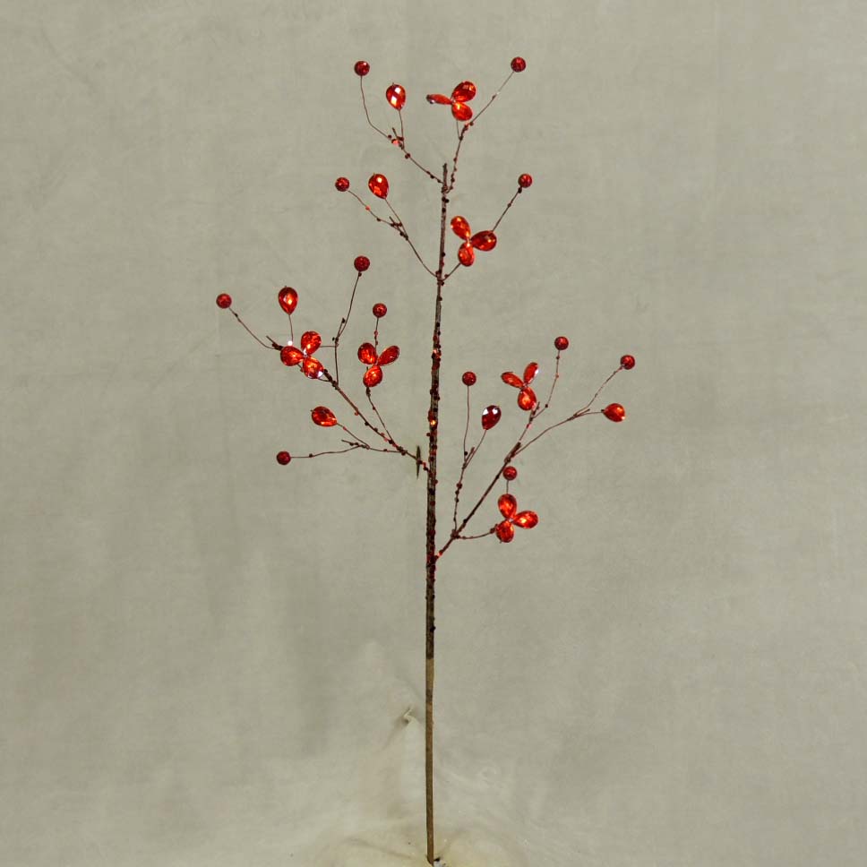 TWIG SPRAY W/JEWEL 23"    RED