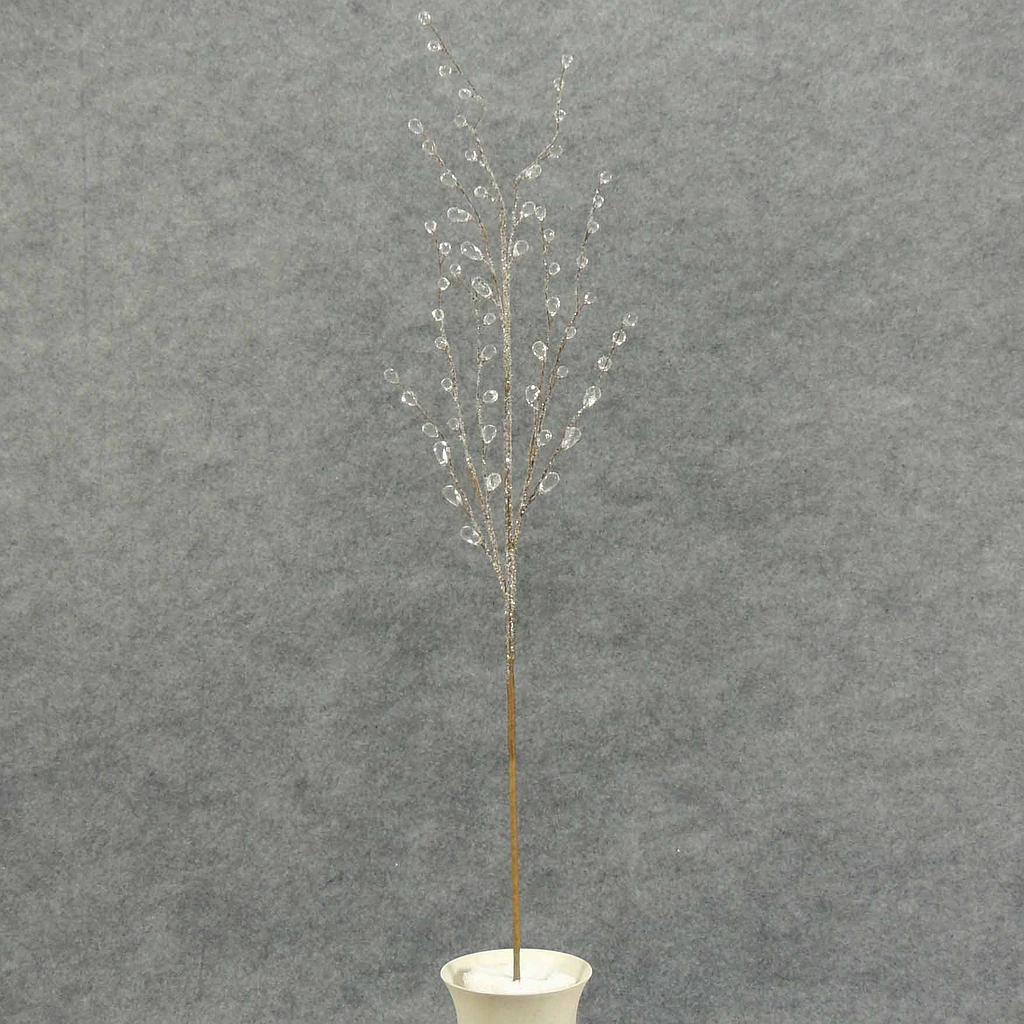 29" FLOCKED TWIG FACET/BEAD SPRAY
