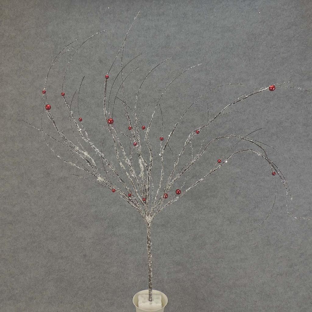 38" TWIG BRANCH SNOW/BALLS