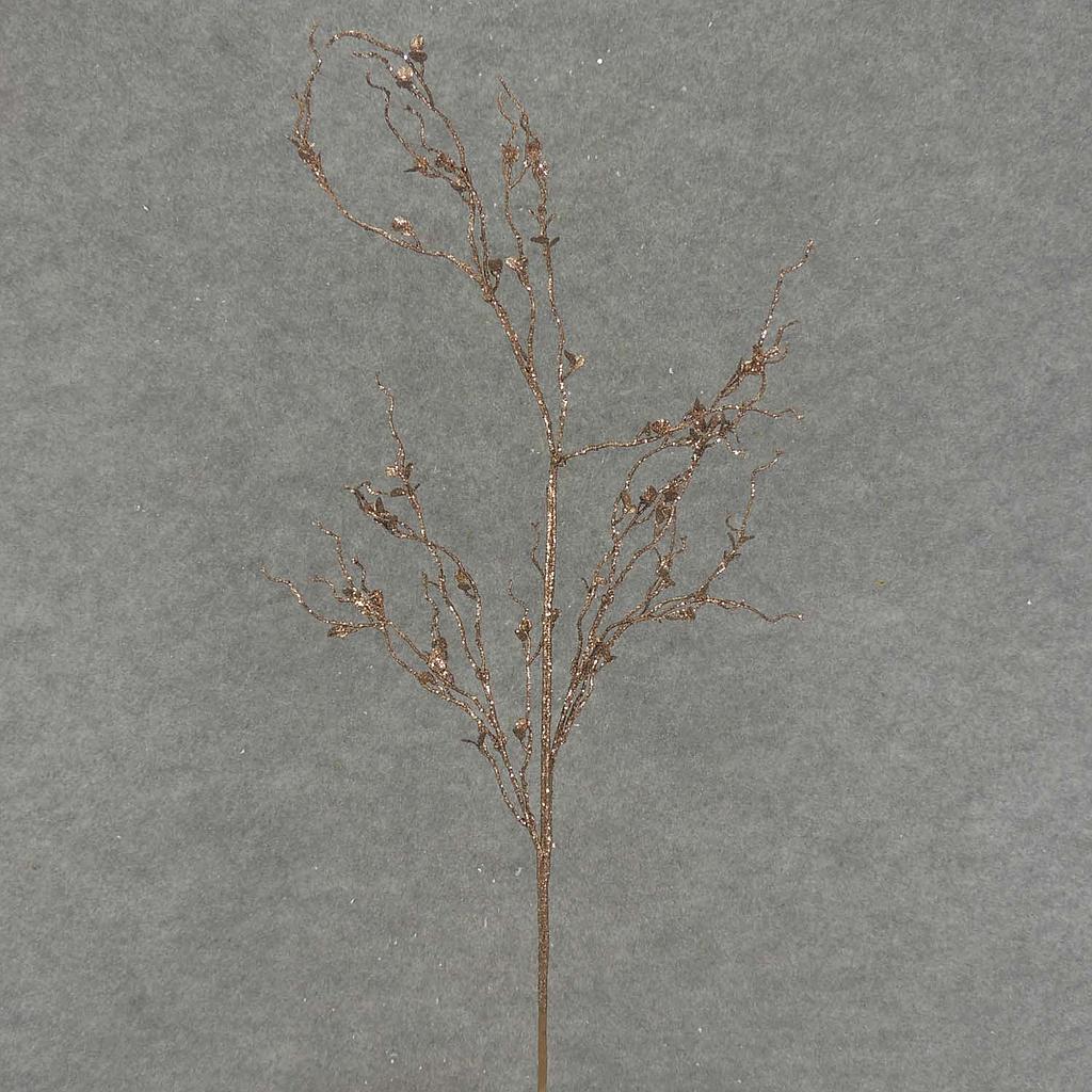 31" TWIG SPRAY W/LEAVES GLITTER/CHOCOLA
