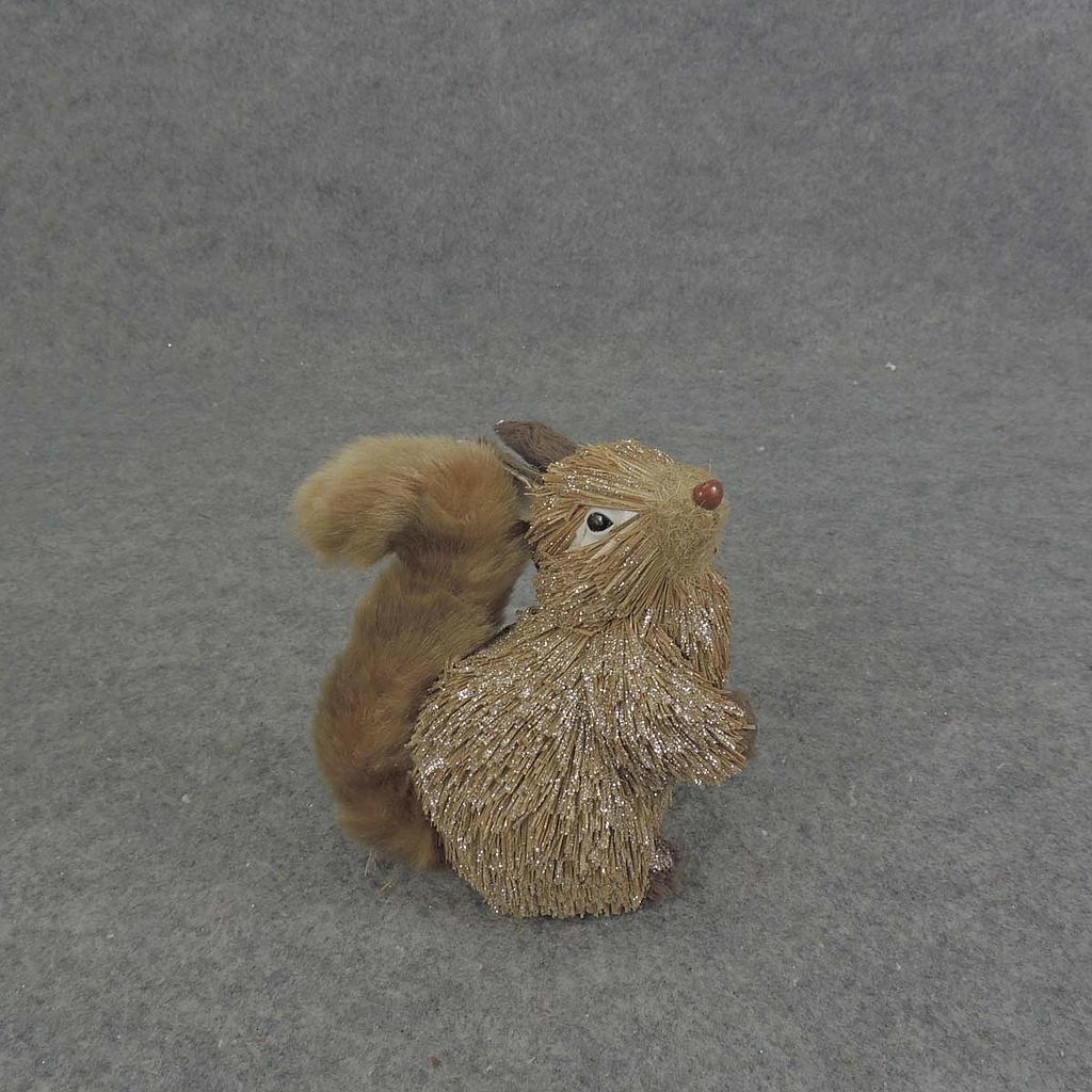5" SQUIRREL SISAL/GLITTER SITTING