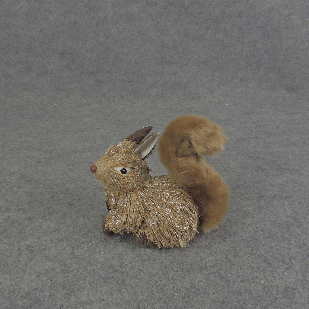 5" SQUIRREL SISAL/GLITTER LYING