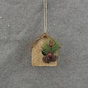 BIRDHOUSE ORNAMENT W/PINE &CONE NATURAL MATERIAL