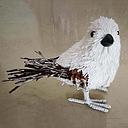 [XL8064] 7" BIRD SISAL/TWIG WHITE