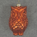 ORNAMENT GLASS OWL 4.75"  RUST