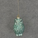 3" ORNAMENT GLASS OWL BLUE