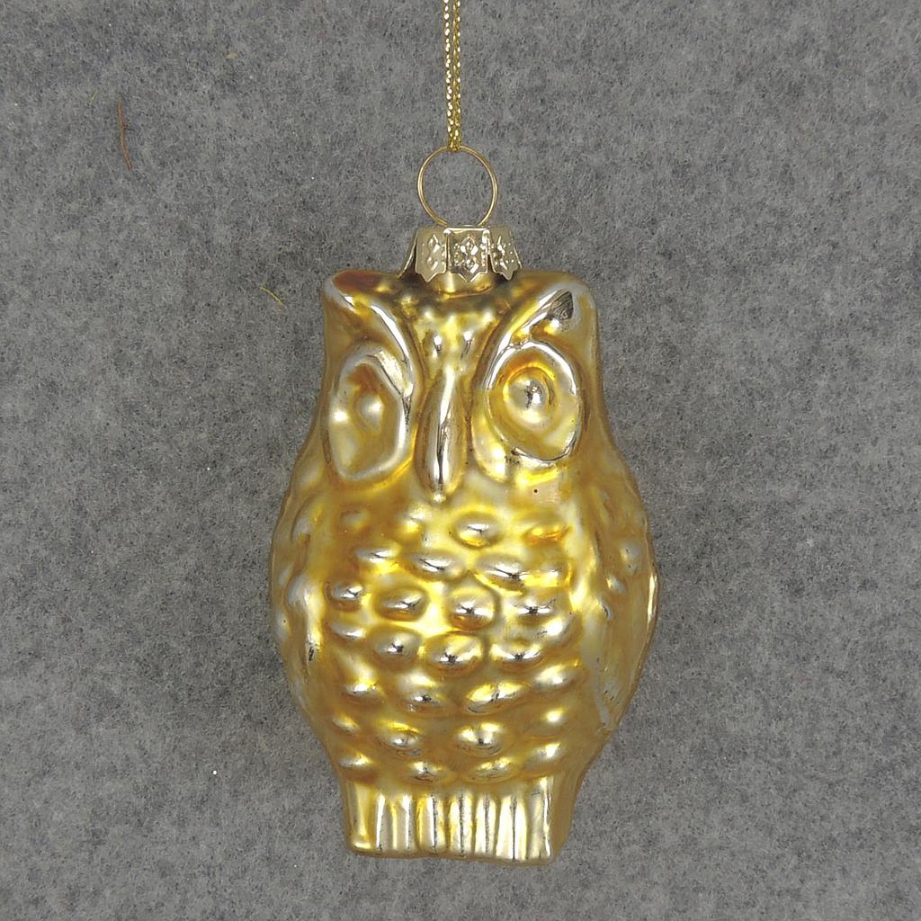 [XM5017-GLD] 3" ORNAMENT GLASS OWL GOLD