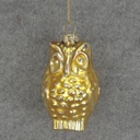 ORNAMENT GLASS OWL 3"  GOLD