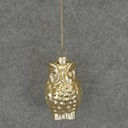 3" ORNAMENT GLASS OWL LIGHT GOLD