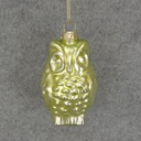 3" ORNAMENT GLASS OWL LIGHT GREEN