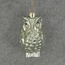 3" ORNAMENT GLASS OWL LIGHT BLUE