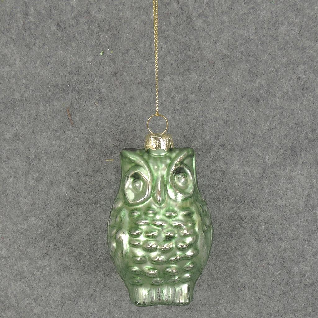 ORNAMENT GLASS OWL 3"  MINT