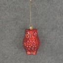 3" ORNAMENT GLASS OWL RED