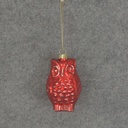 ORNAMENT GLASS OWL 3"  RED