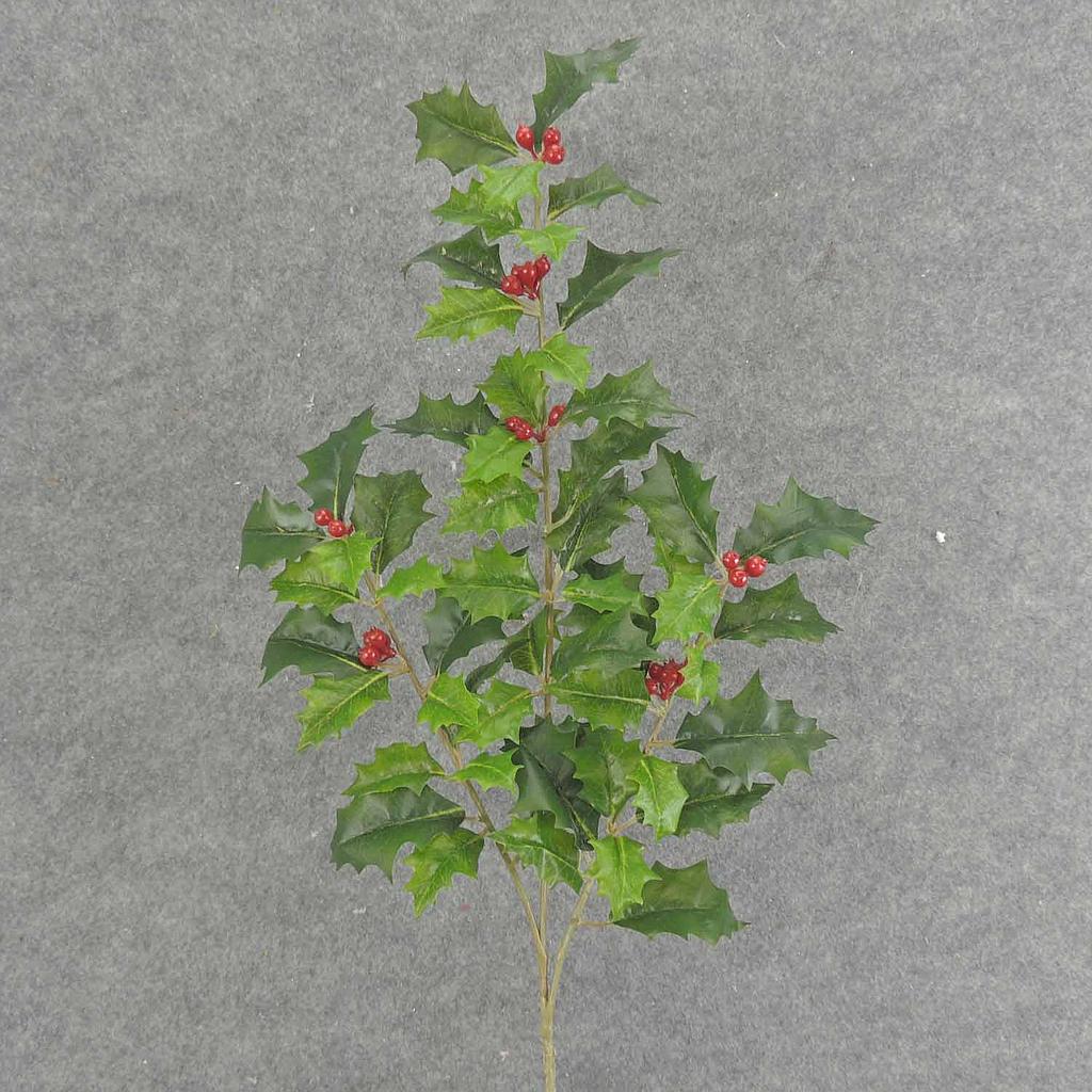[XE6059-GRN] 21" HOLLY SPRAY X3 OD BERRIES