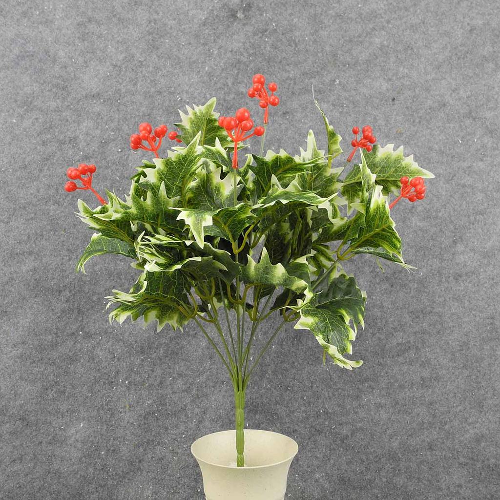 18" HOLLY BUSH X9 W/BERRIES VARIGATED